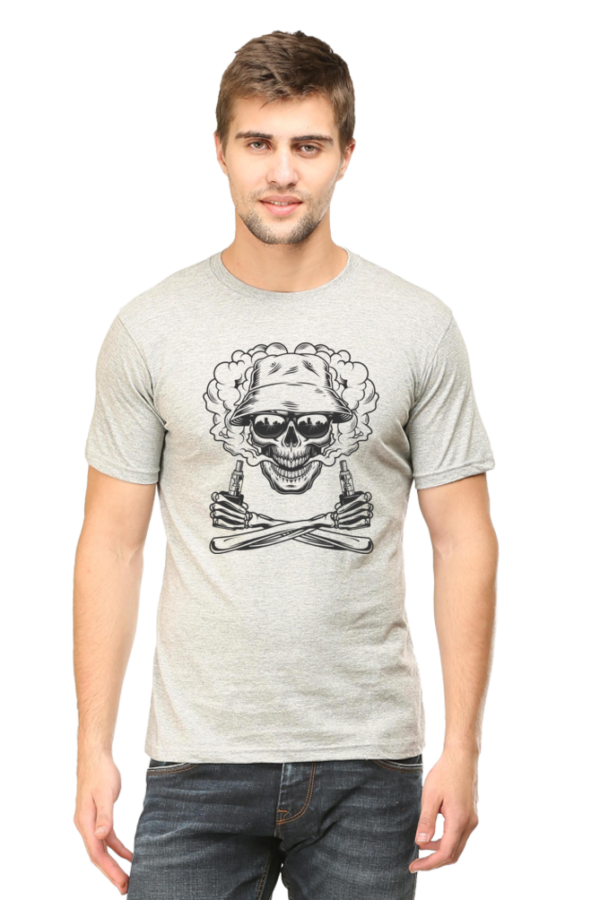 Smoke Skull Printed Half Sleeve T-Shirt