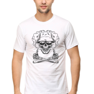 Smoke Skull Printed Half Sleeve T-Shirt