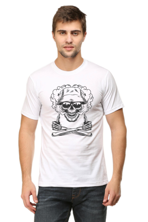 Smoke Skull Printed Half Sleeve T-Shirt